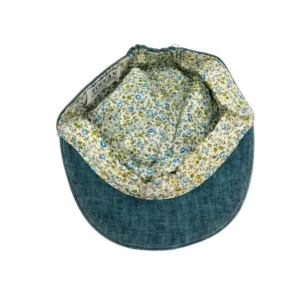 Toucan Collection Vintage Y2k Blue Chambray Denim Newsboy Cap Hat - Picture 4 of 6